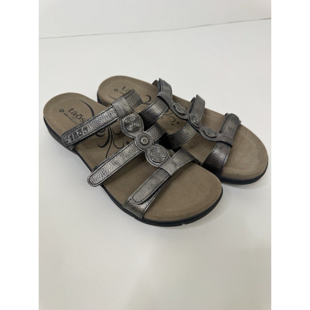 Taos Trio Abeo B.I.O.system® Women's Sandals Pewter Leather Adjust Straps Sz 9